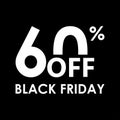 60% off. Black Friday design template. Sales, discount price, shopping and low price symbol. Vector illustration